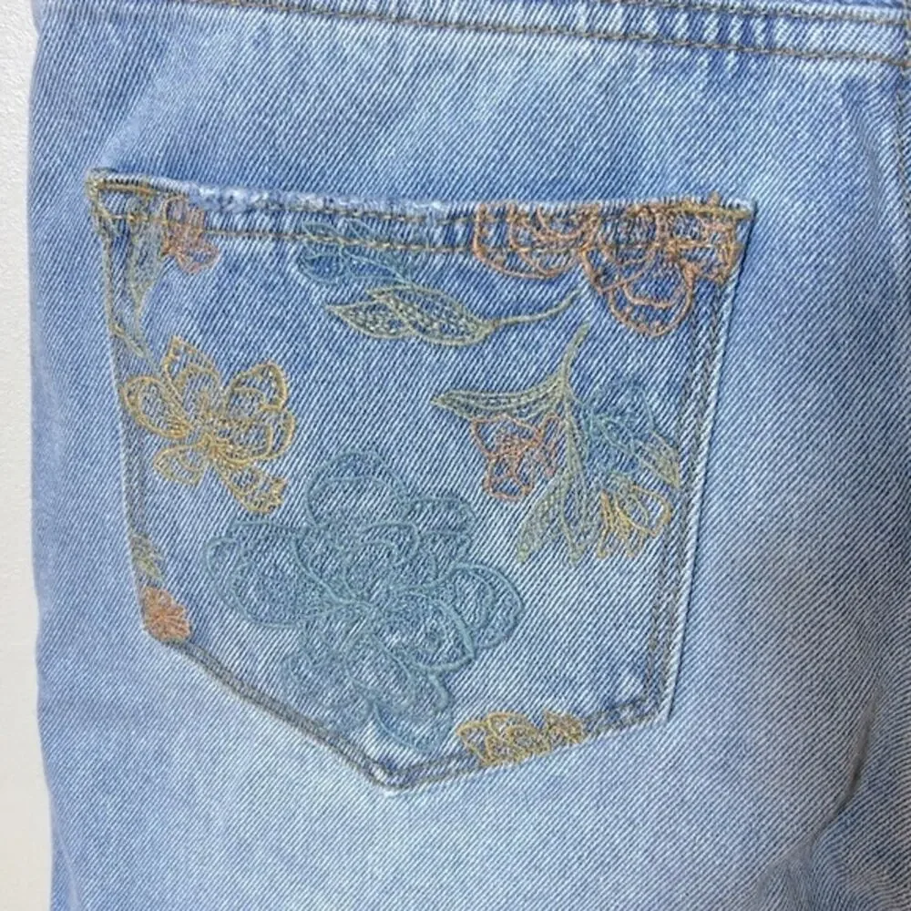 NWT Driftwood Paperbag High Rise embroidered pocket tie waist jean shorts, 26